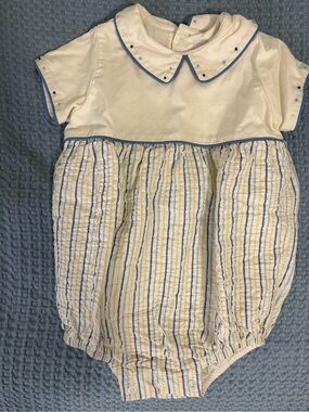 Classic Cream Yellow and Blue Striped Baby Bubble